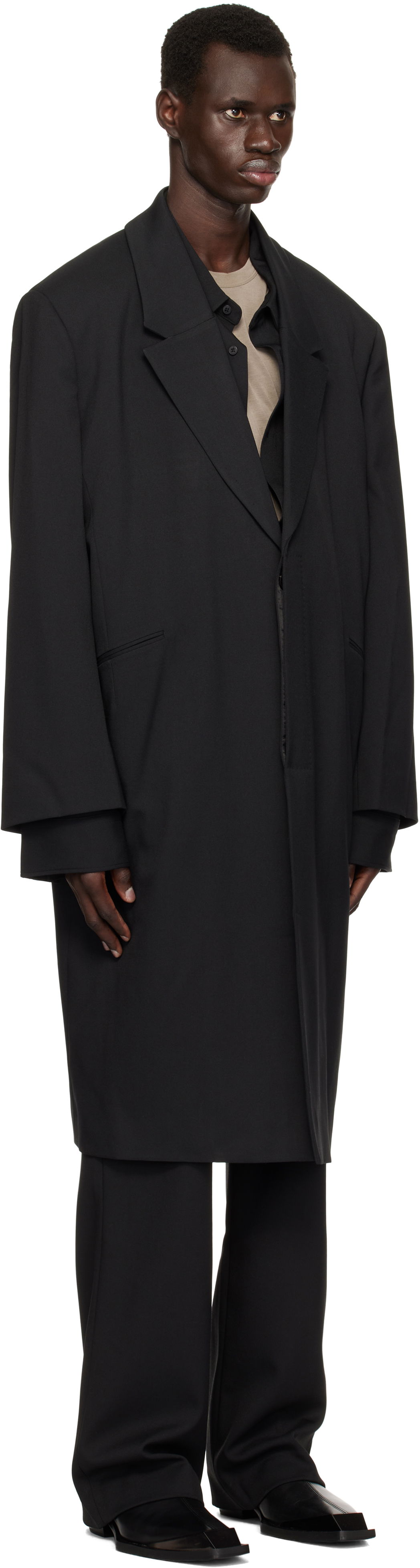 Frakker Entire Studios Entire Studios Single Breasted Coat Sort | ES2686BW, 1