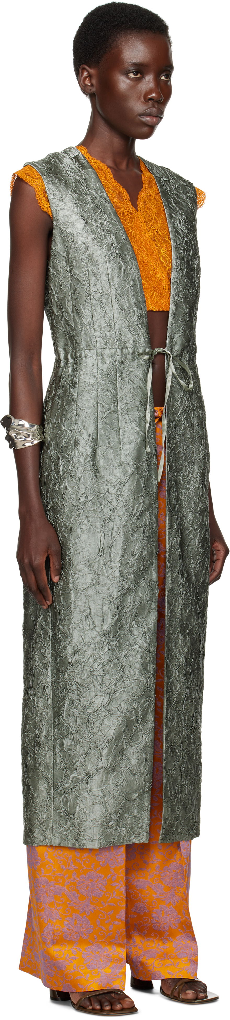 Vest Dries Van Noten Dries Van Noten Sleeveless Long Vest Grøn | 251-010227-1428, 1