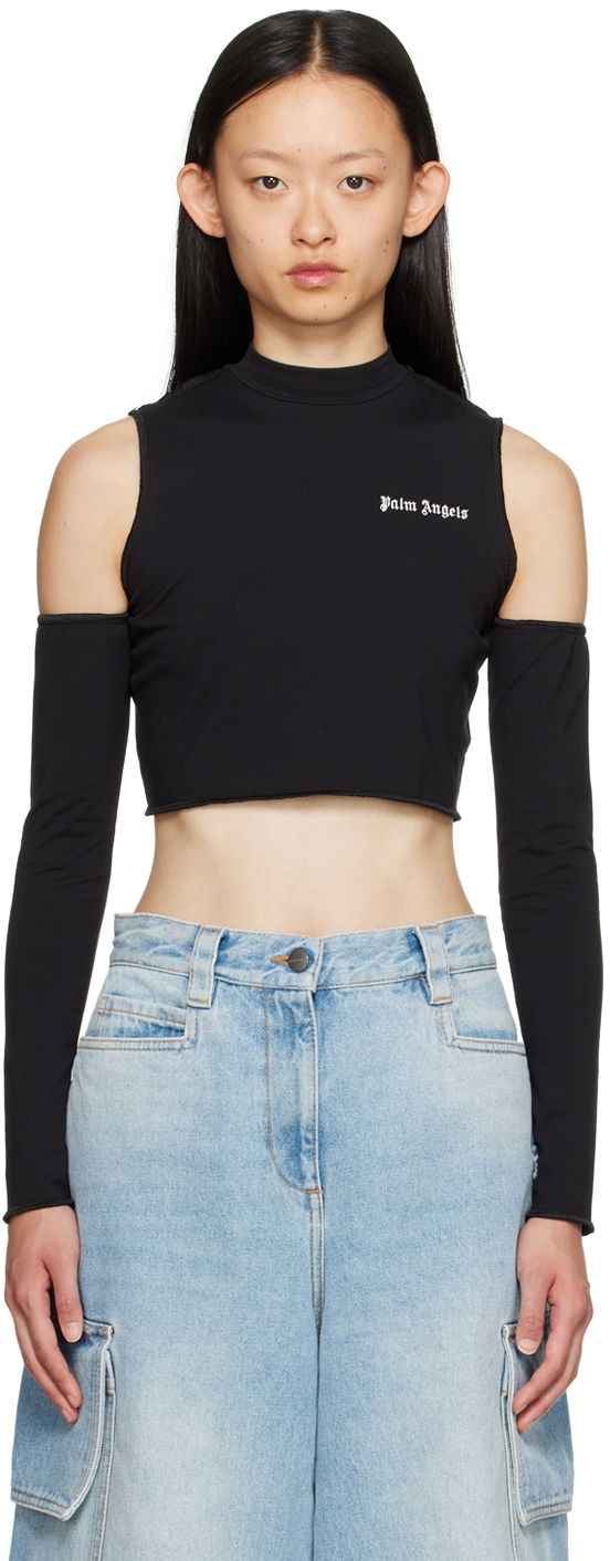 T-shirt Palm Angels Black Cutout Long Sleeve Hvid | PWAB029F23FAB0011003, 0
