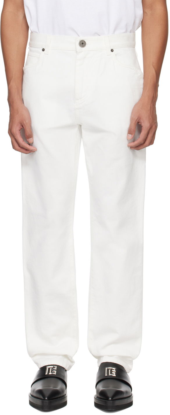 Jeans Balmain Straight-Leg Jeans Hvid | CH1MI070DB69