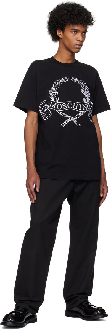 T-shirt Moschino Moschino Laurel Crown Embroidered T-Shirt Sort | 251ZZA072202411555, 3