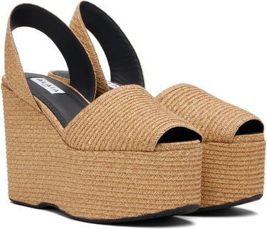 Sneakers og sko Alaïa ALAÏA Wedge Paper Straw Heeled Sandals Beige | AA3S129TK054, 3