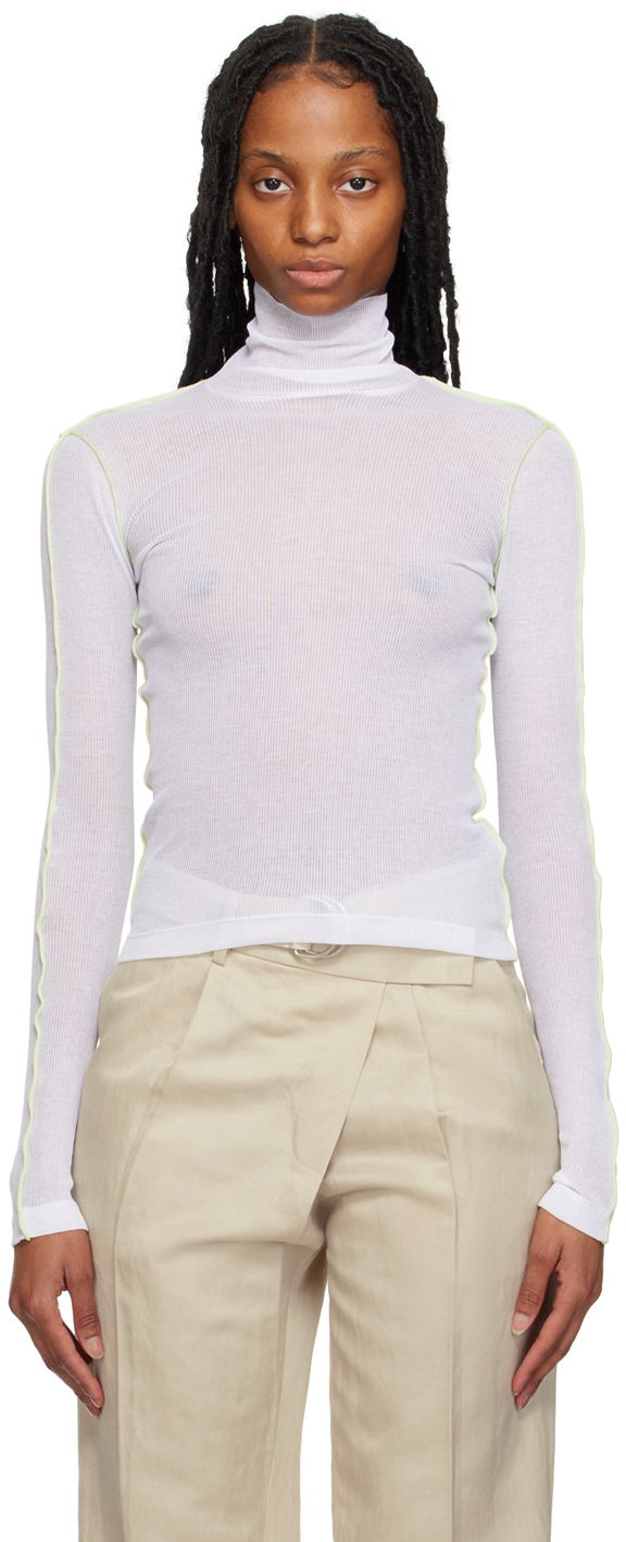 Sweater Helmut Lang Helmut Lang Sheer Turtleneck Top Hvid | N01HW509
