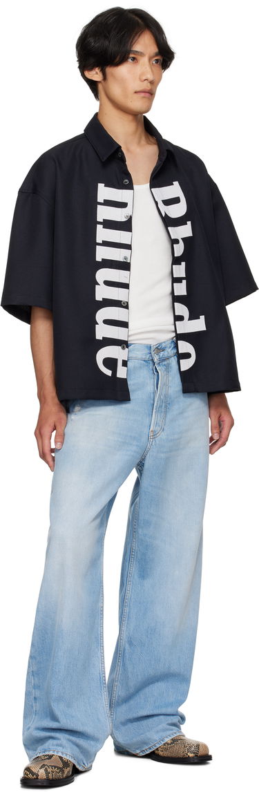 Skjorte Rhude Rhude Center Logo Button-Up Shirt Sort | RHPF25SR01731, 3