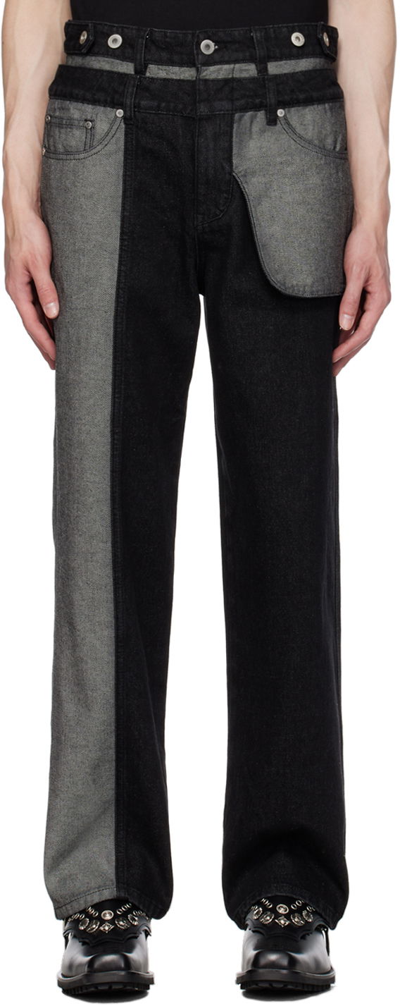 Jeans Feng Chen Wang Feng Chen Wang Inside Out Jeans Sort | FUF16TR01