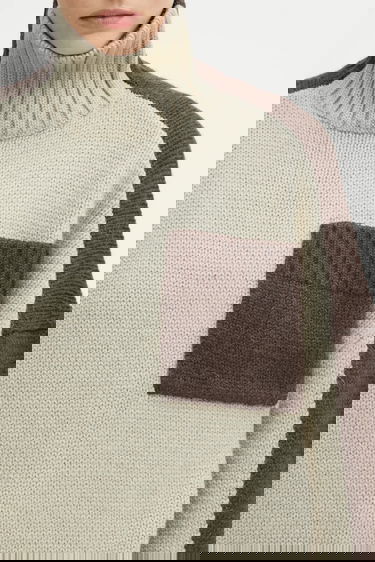 Sweater JW Anderson JW Anderson Two Tone Patch Pocket Turtleneck Sweater Flerfarvet | KW1402.YN0367, 3