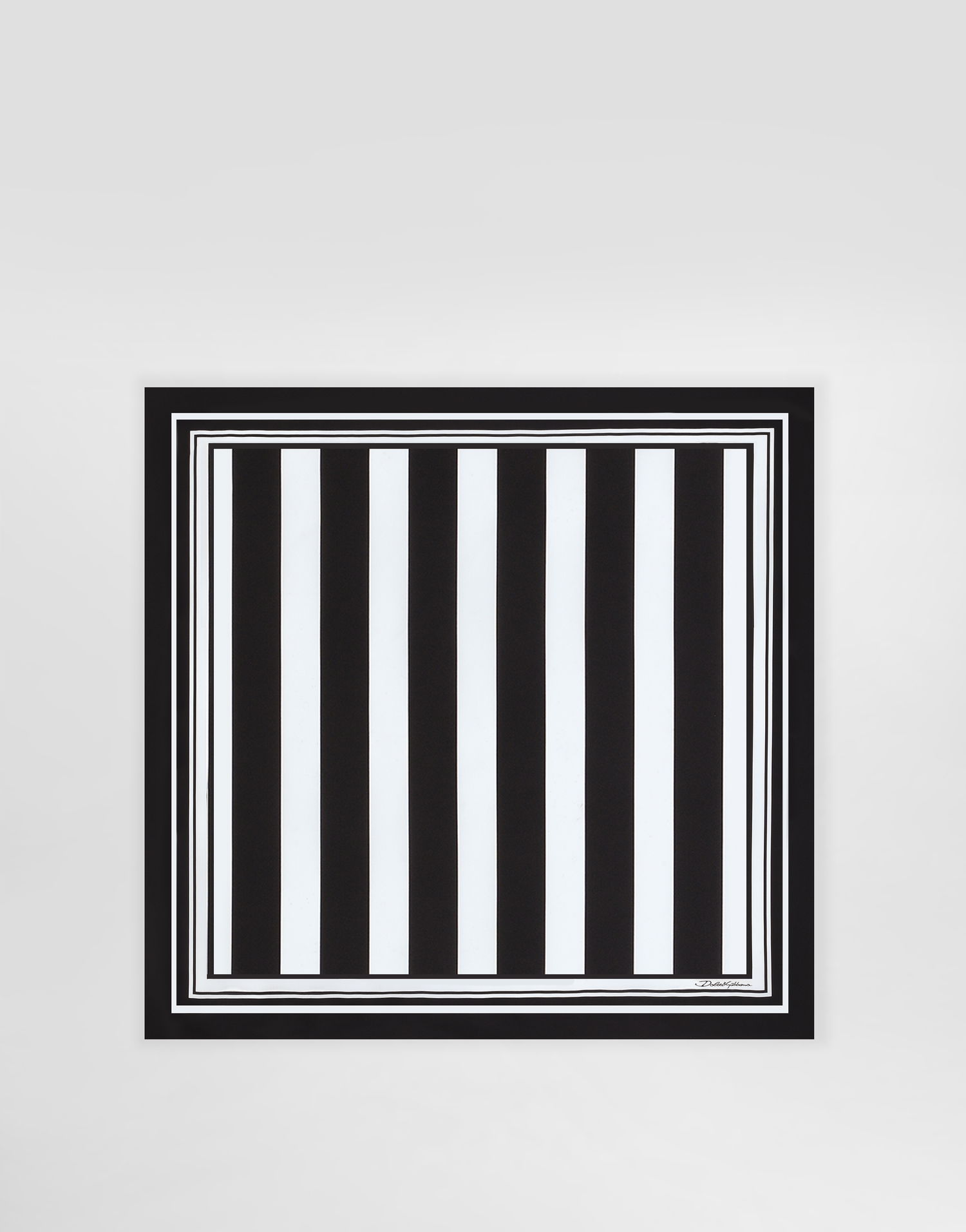 Tørklæde Dolce & Gabbana Dolce & Gabbana Striped Silk Twill Square Scarf Sort | GQ704EG0WU9HM8DA, 0