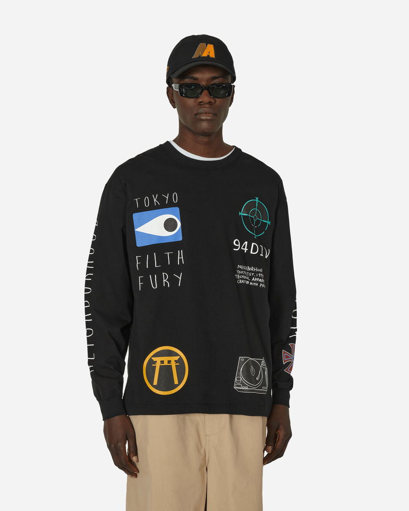 T-shirt Neighborhood LS-10 Longsleeve T-Shirt Black Sort | 241PCNH-LT10 BK