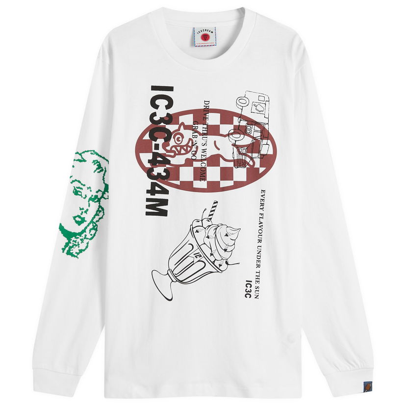 T-shirt BBC IceCream Multi Graphic Long Sleeve T-Shirt, Size Large Hvid | IC25355-WHT