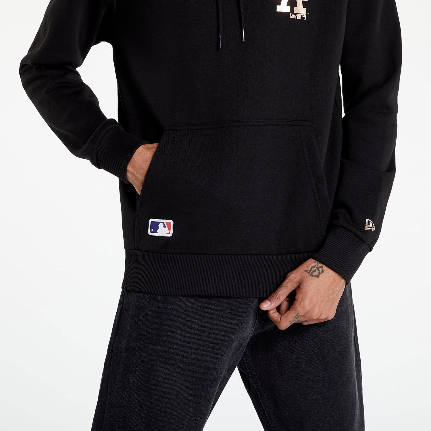 Sweatshirt New Era LA Dodgers Metallic Logo Hoody Sort | 12893110, 1