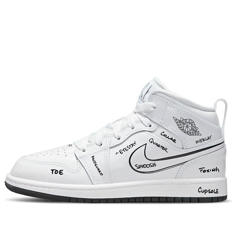 Tøj Jordan Air Jordan 1 Mid Schematic Hvid | DQ1866-100