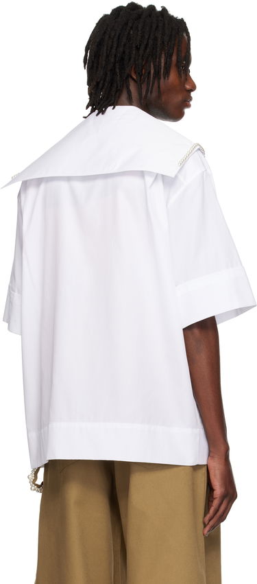 Skjorte Simone Rocha Simone Rocha Cargo Flap Pocket Sailor Collar Shirt Hvid | 5312B 1025, 2