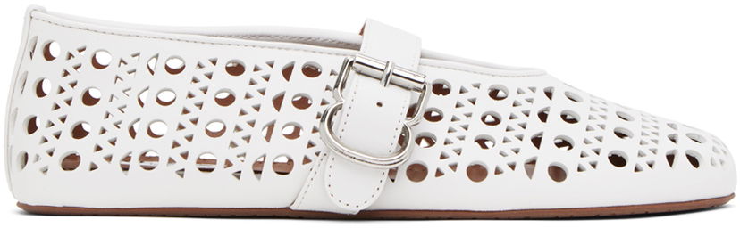 Skopleje Alaïa ALAÏA Vienne Laser Cut Ballerina Flats Hvid | AA3A029CK216