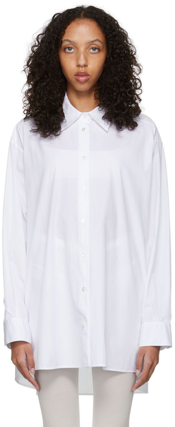 Skjorte The Row Luka Oversized Cotton Poplin Shirt Hvid | 5648-W2043