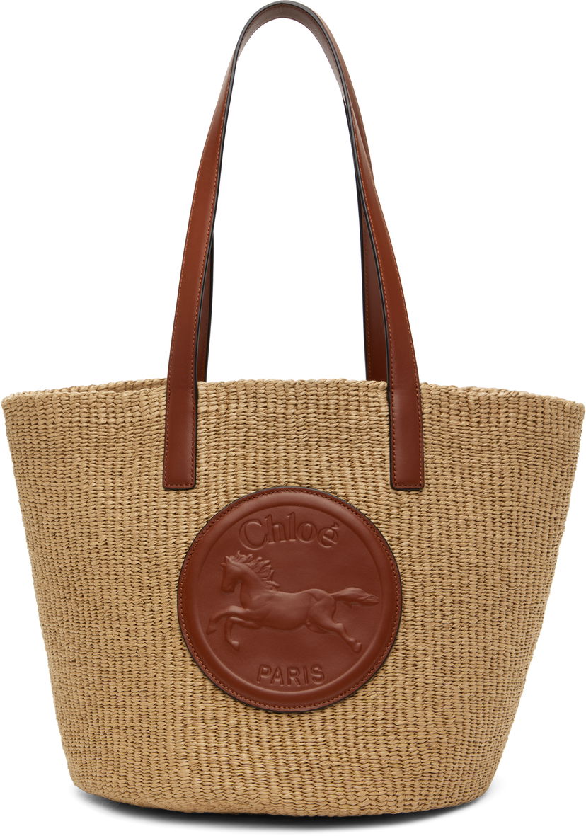 Mulepose CHLOÉ Chloe Horse Medal Basket Tote Beige | CHC25SS591O82
