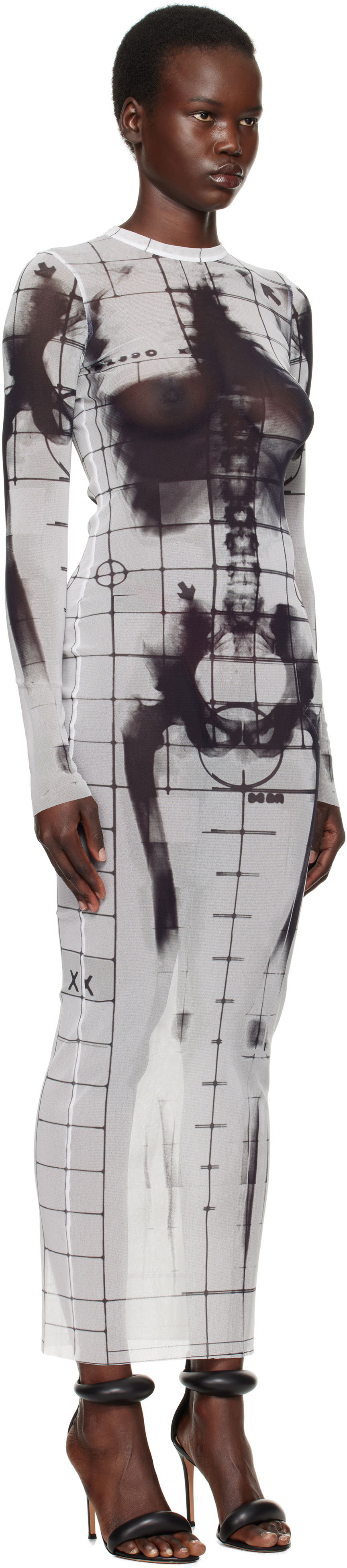 Kjole Jean Paul Gaultier Jean Paul Gaultier 'The Squeletor' Maxi Dress Hvid | 25/33-F-RO309-T580-0100, 1