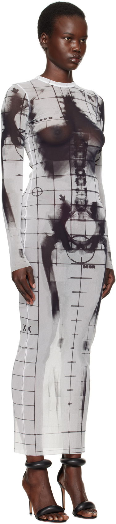 Kjole Jean Paul Gaultier Jean Paul Gaultier 'The Squeletor' Maxi Dress Hvid | 25/33-F-RO309-T580-0100, 1