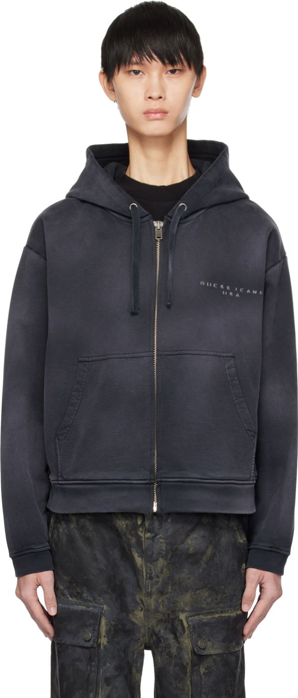 Sweatshirt GUESS USA Faded Hoodie Sort | M3BQ06KBB40, 0