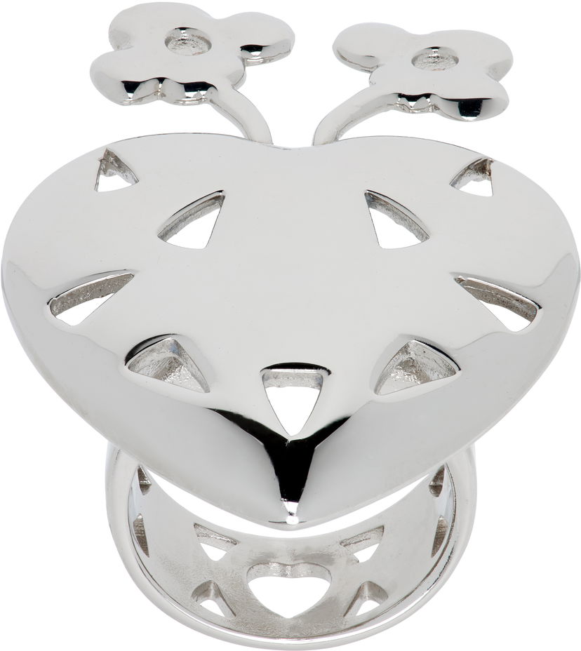 Ring Chopova Lowena Spring Antennae Heart and Flower Cut-Out Ring Metalisk | 6650