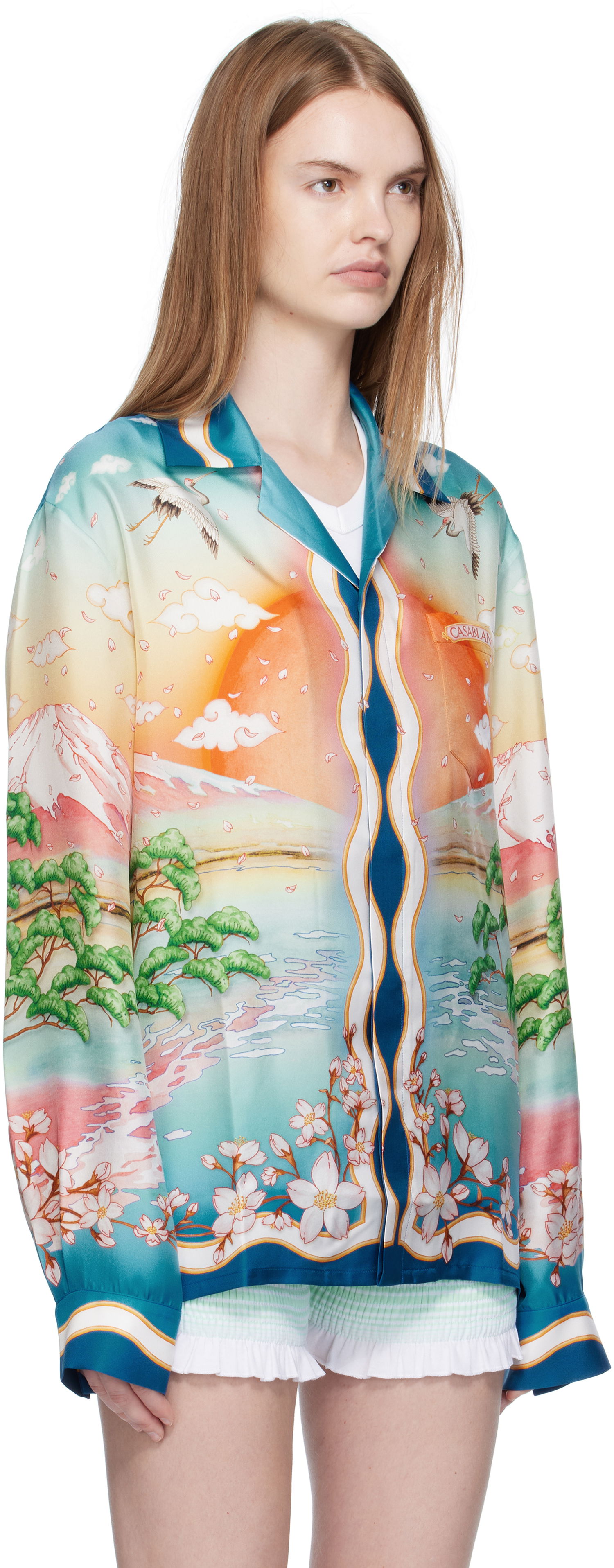 Skjorte Casablanca Casablanca 'Tennis Club' Print Silk Long Sleeve Shirt Flerfarvet | U-WPF25-SH-006-01, 1