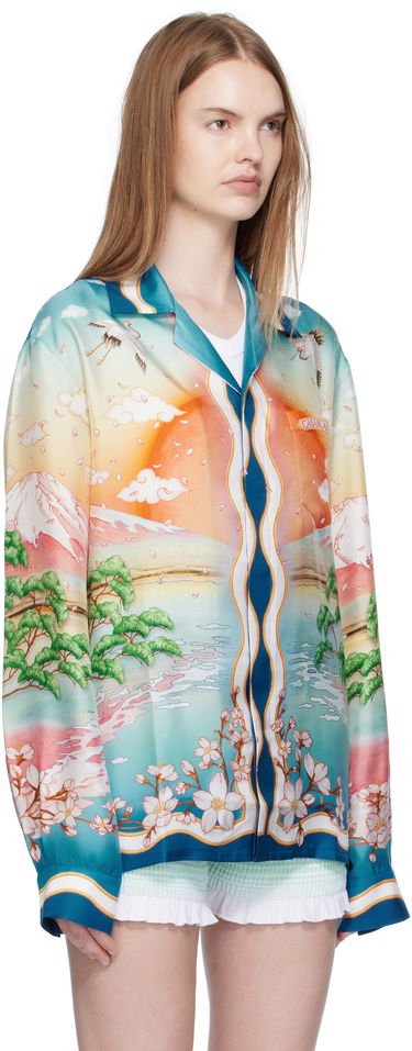 Skjorte Casablanca Casablanca 'Tennis Club' Print Silk Long Sleeve Shirt Flerfarvet | U-WPF25-SH-006-01, 1