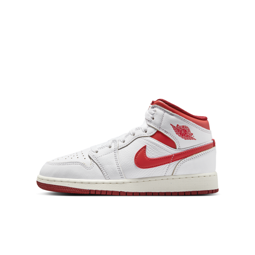 Sneakers og sko Jordan Air Jordan 1 Mid SE "White Dune Red" GS Hvid | FJ3464-160