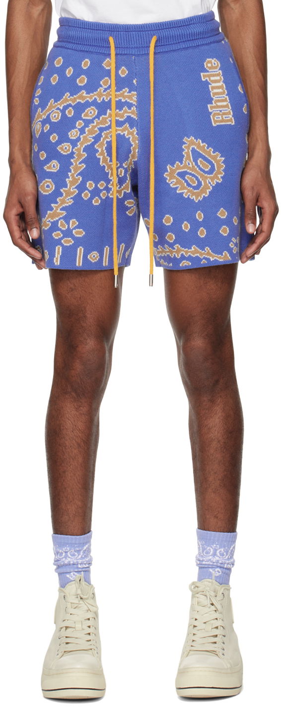 Shorts Rhude Knit Bandana Lounge Shorts Blå | RHPS23SH02822190, 0