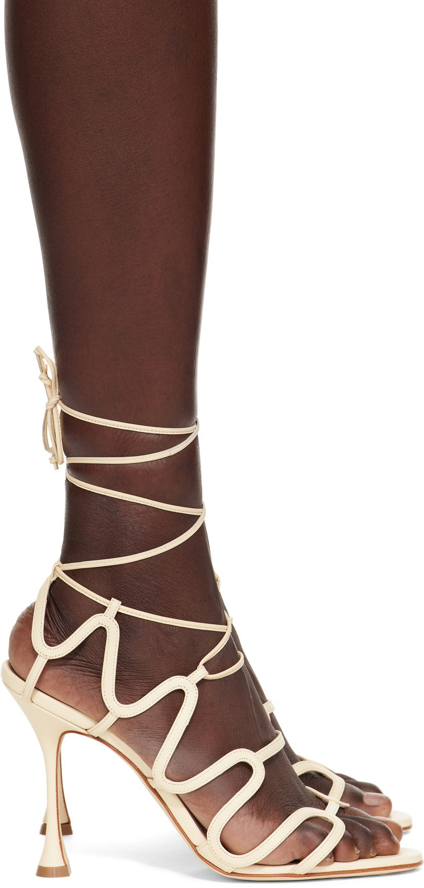 Tilbehør Manolo Blahnik Manolo Blahnik Fawda Heeled Sandals Beige | 125-2839
