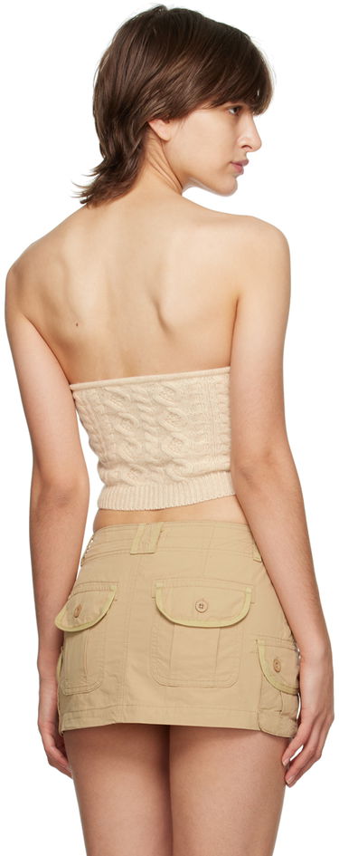 Crop top GUIZIO Guizio Cable Knit Strapless Tube Top Beige | DGF22C104_CRM, 2