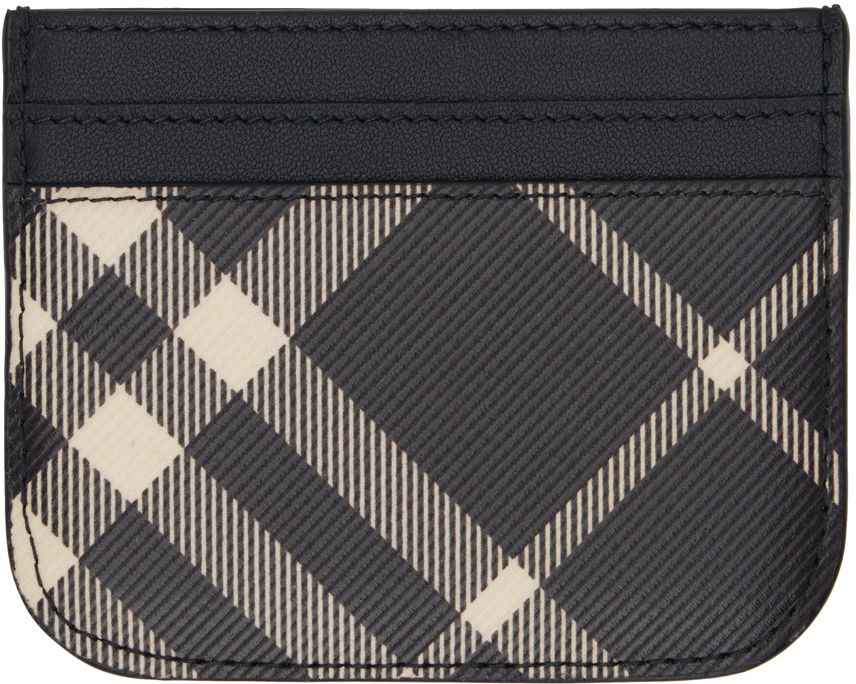 Tøj Burberry Black Check Card Holder Sort | 8095129, 1