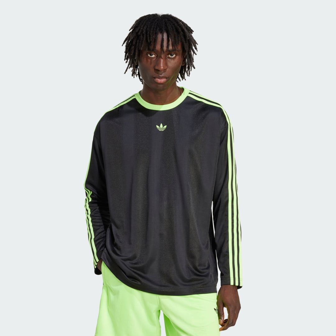 T-shirt adidas Performance Adicolor Jacquard Long Sleeve Jersey Sort | JX1518, 0