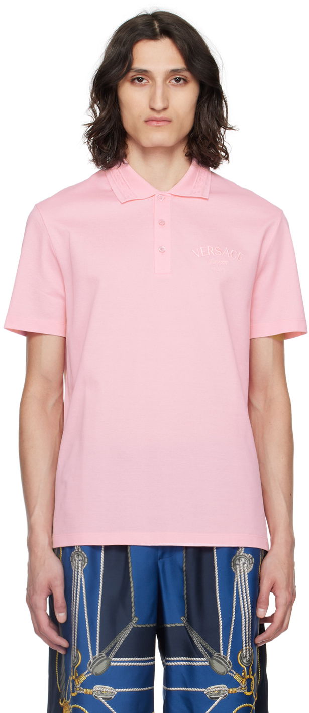 Polo skjorte Versace Pink Milano Stamp Polo Lyserød | 1013906_1A10623
