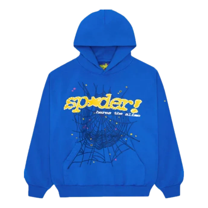 Sweatshirt Sp5der Spider Web Hoodie Blå | SP5-MBLU-HD, 0