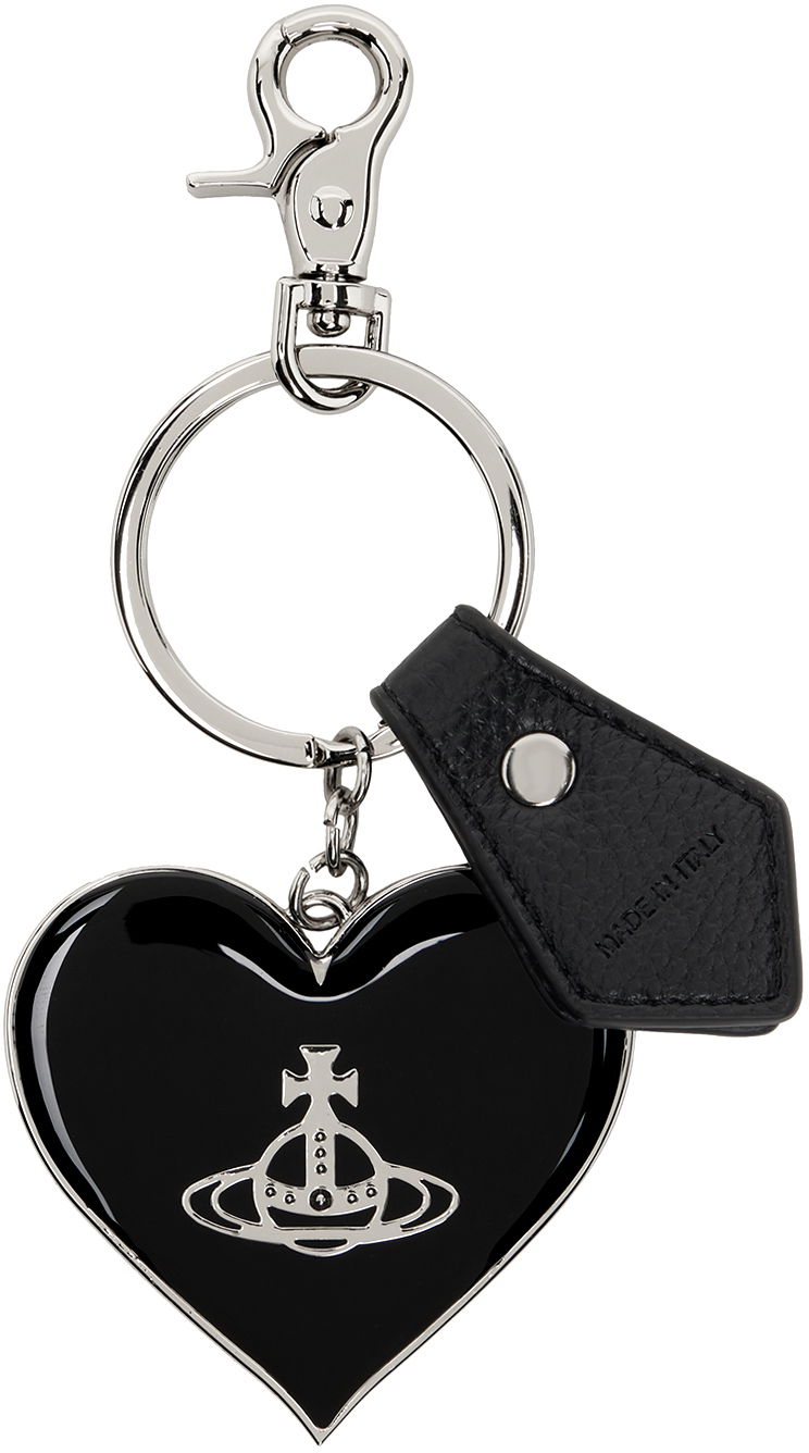 Nøgleringe Vivienne Westwood Mirror Heart Orb Keychain Sort | 8203010XU-OM0009-, 0