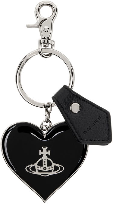 Nøgleringe Vivienne Westwood Mirror Heart Orb Keychain Sort | 8203010XU-OM0009-, 0