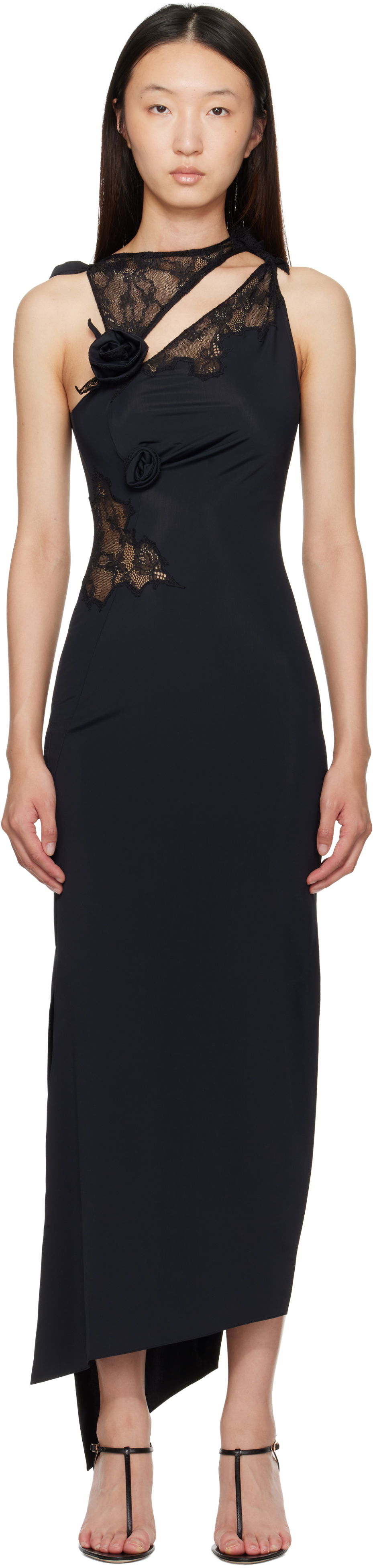 Kjole Coperni Coperni Lace Flower Midi Dress Sort | COPR217F5021, 0