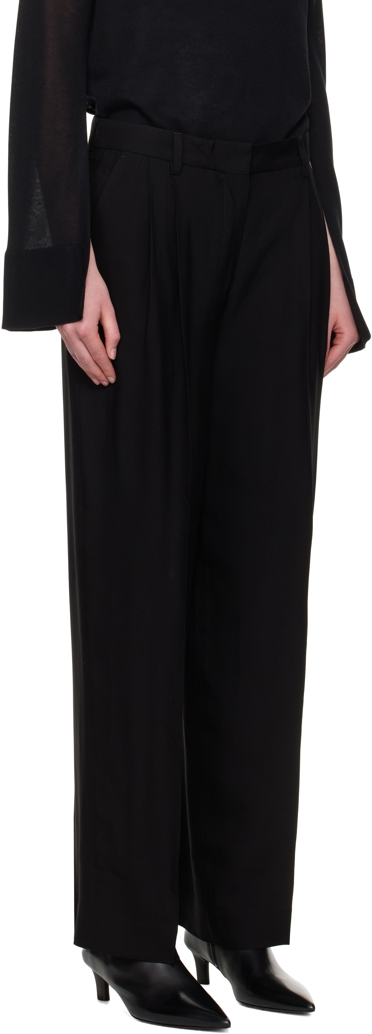 Bukser TOTEME TOTEME Double-Pleat Straight-Leg Trousers Sort | 252-WRB0289-FB0459, 1