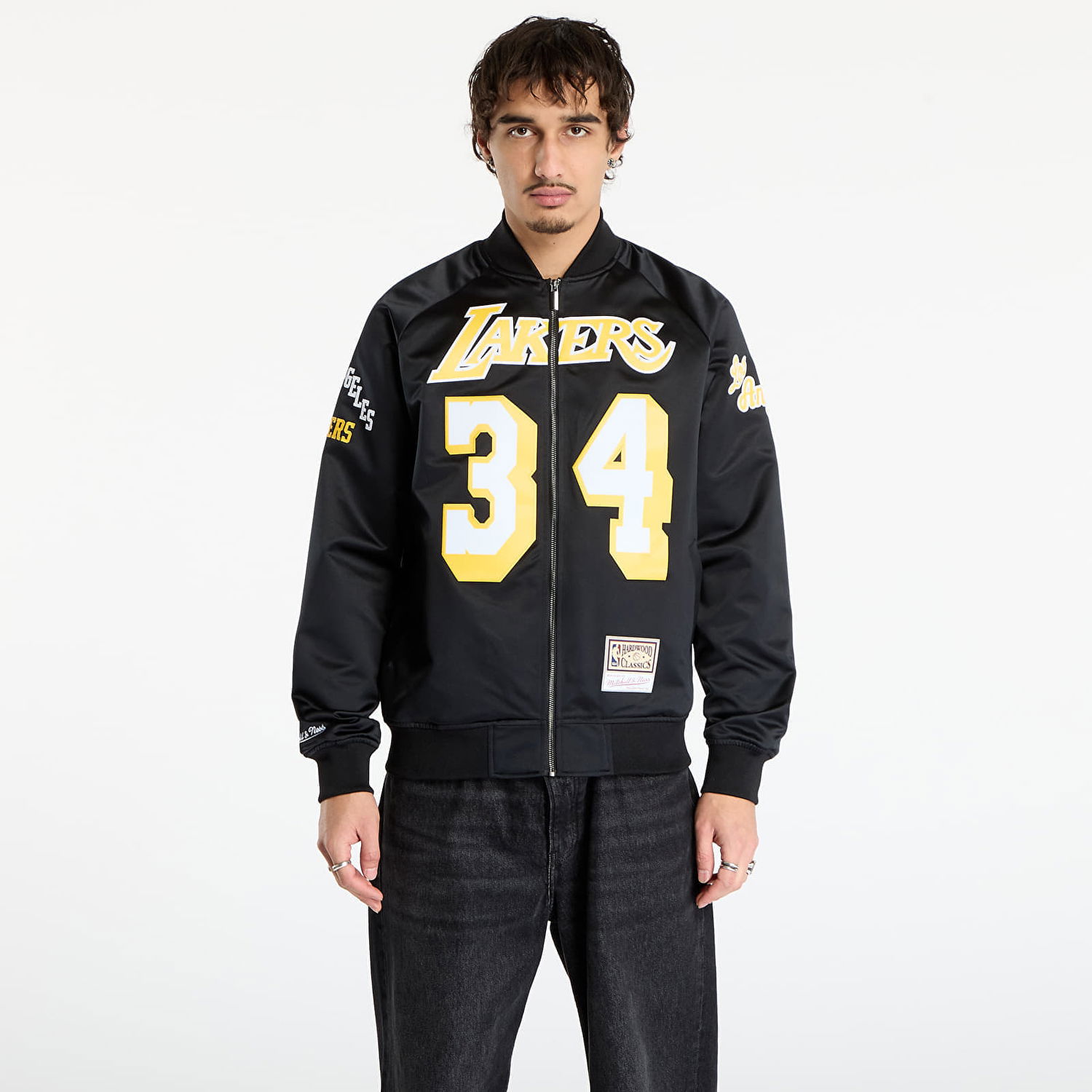 Bomberjakke Mitchell & Ness NBA Maxxed Out Lakers Shaquille O'Neal 34 Satin Jacket Sort | JK11279-LALBLCK, 0