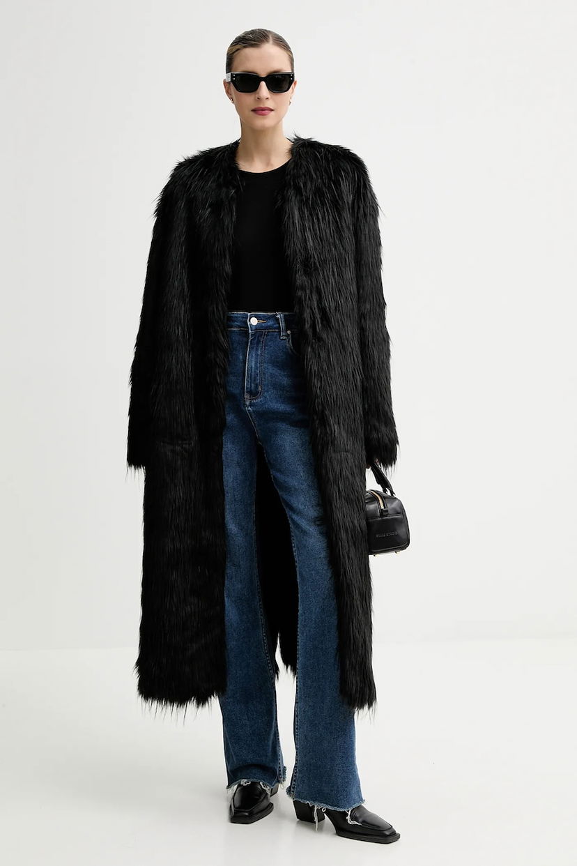 Frakker STAND STUDIO Carolina Long Faux Fur Coat Sort | 66577.9414