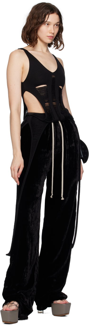Bukser Rick Owens Rick Owens Dietrich Drawstring Velvet Trousers Sort | RP02E4325 V, 3