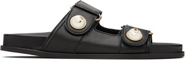 Sneakers og sko Jimmy Choo Fayence Pearl-Embellished Leather Flat Sandals Sort | FAYENCE SANDAL, 0