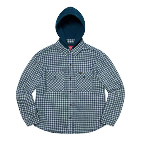 Skjorte Supreme Houndstooth Flannel Hooded Shirt Blå | SUP-FW22-725, 0