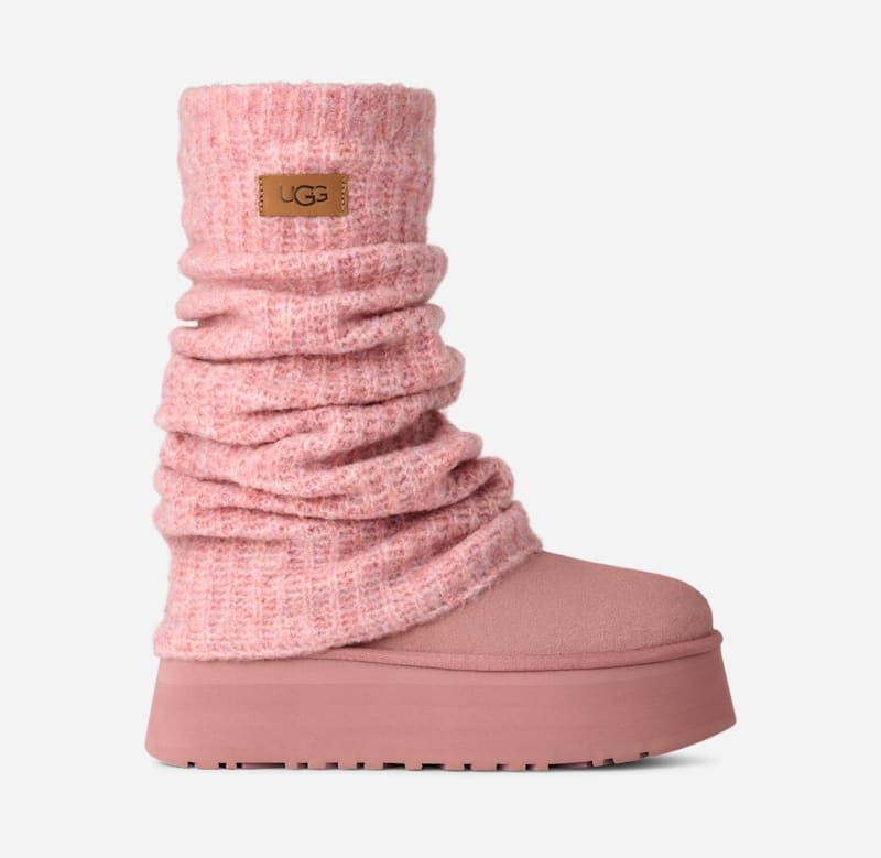 Sneakers og sko UGG Classic Mini Dipper Knitted Legwarmer Boot Lyserød | 1178990-PDW, 0