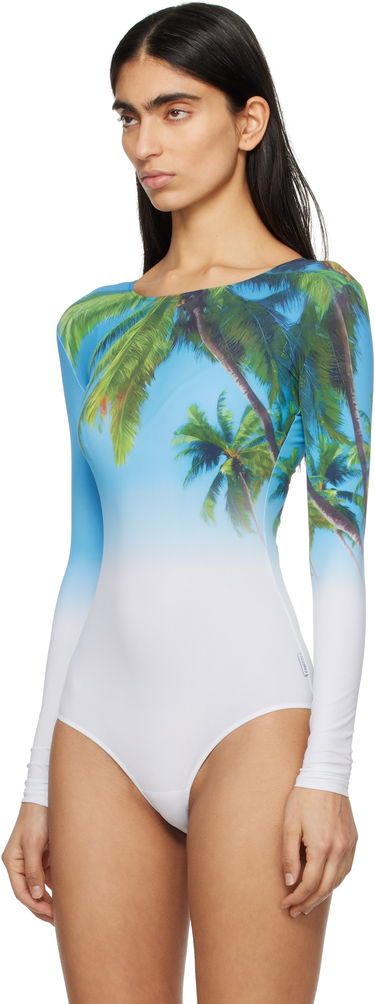 Krop Maison Margiela MM6 Maison Margiela Archive Print Long Sleeve Bodysuit Blå | S52NA0071 M20083, 3