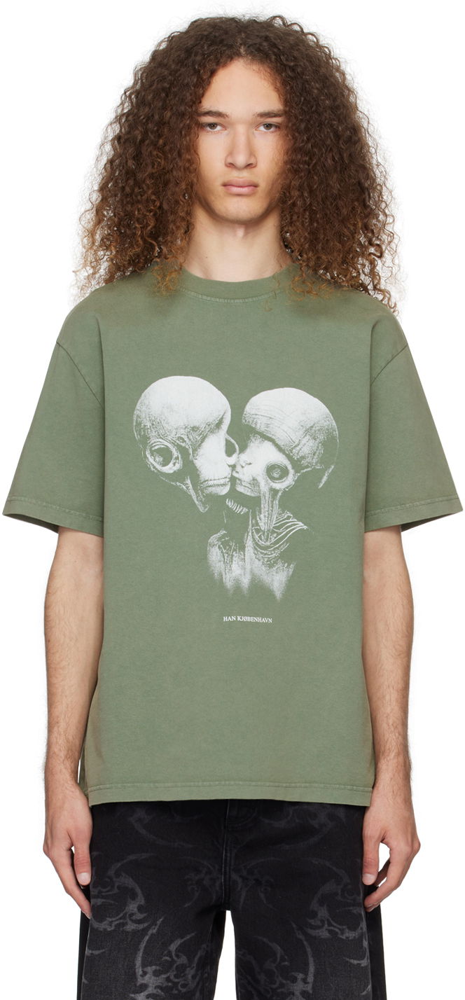 T-shirt Han Kjøbenhavn Han Kjobenhavn Aliens Kissing T-Shirt Grøn | M-133228