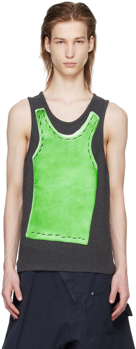 Tanktop JW Anderson Gray Trompe L'Oeil Tank Top Grøn | JO0213-PG1552