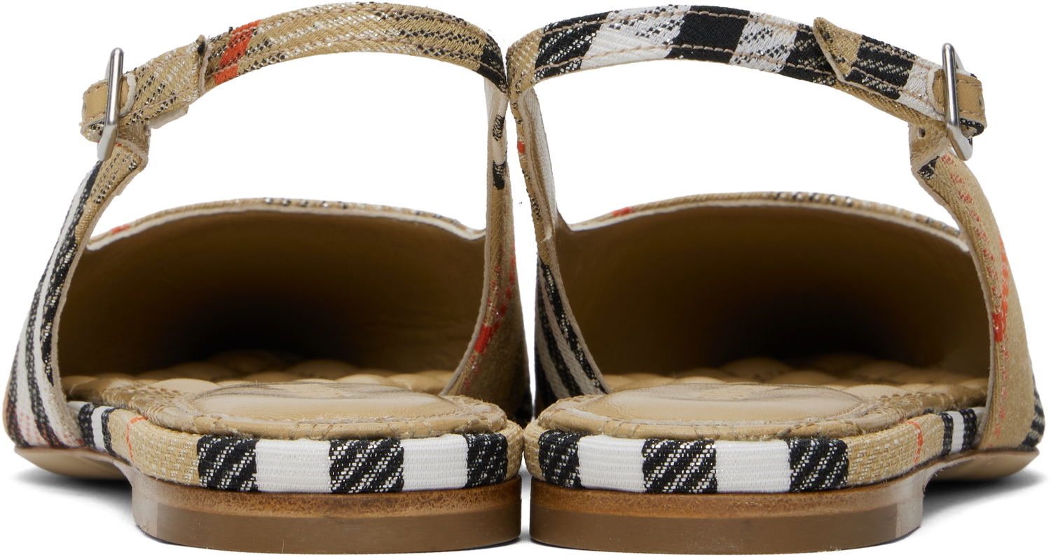 Tilbehør Burberry Burberry Birdie Check Slingback Flats Beige | 8106155, 1
