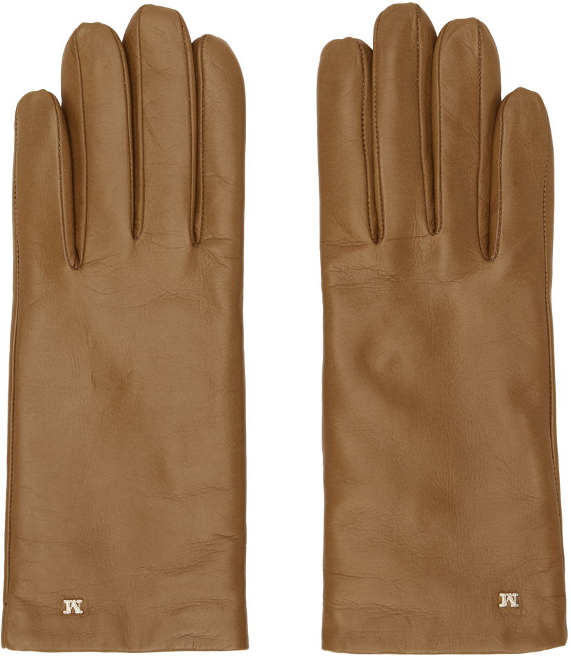 Handsker Max Mara Max Mara Leather Gloves Brun | 2345660237600 MM02232