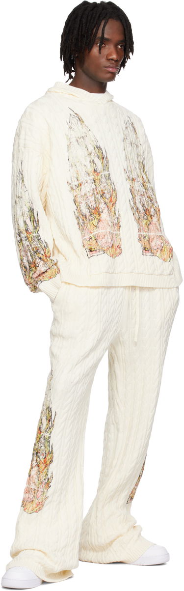 Sweater Who Decides War Who Decides War Flame Glass Cable Knit Hoodie Hvid | 1110200019SS25, 3