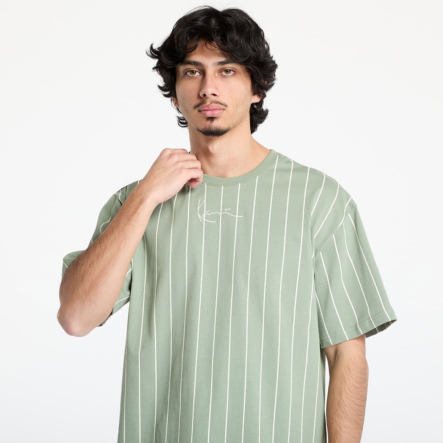 T-shirt Karl Kani Karl Kani Small Signature Pinstripe Tee Grøn | 60300340, 1